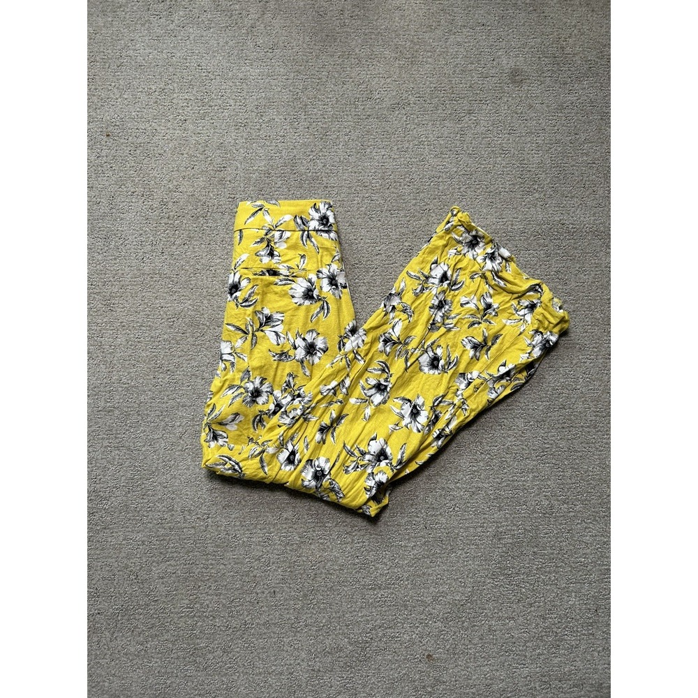 Banana Republic High-Rise Wide Leg Linen Blend Women's Floral Pants Size 4